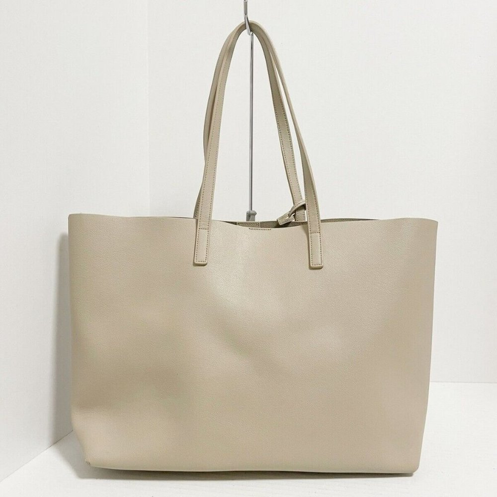 Auth Saint Laurent Paris Shopping Tote Beige Leather - Bag #60876S49 - Picture 3 of 9